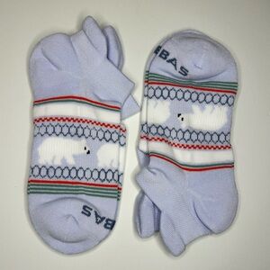Bombas New 2 pair Winter Animal Ankle Socks Polar Bear Medium Light Blue White